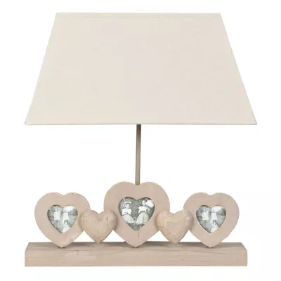 Tischlampe komplett Bilderrahmen Herzen natürlich ca. 42 x 20 x 47 cm E27 Max. 60W 