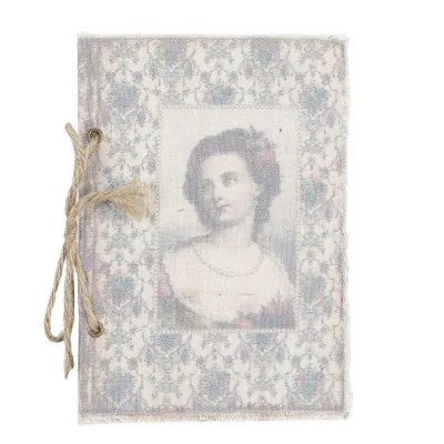 Clayre & Eef Notizbuch mit Schleife, lila/weiss