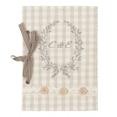 Clayre & Eef Notizbuch, braun/weiss kariert