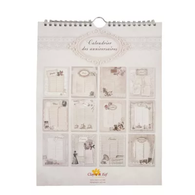 Clayre & Eef Schöner Geburtstagskalender, in französisch