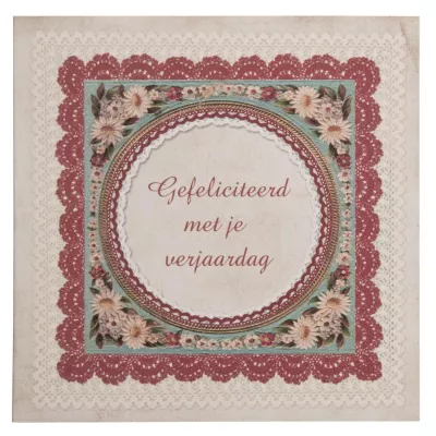 Postkarte (Gefeliciteerd met je verjaardag) 13.5x13.5 cm