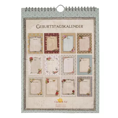 Clayre & Eef Verjaardagskalender 21x28 cm Duits