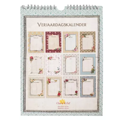 Clayre & Eef Birthday calendar 21x28 cm NL