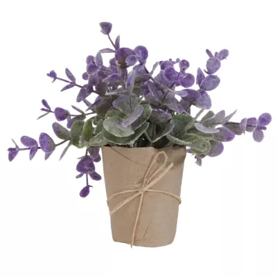 Clayre & Eef Pflanze im Topf Blume Kunstblume Blumendekoration grün/aubergine ca. 15 cm