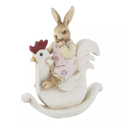 Deko Dekoration Figur Kaninchen Osterhase Hase auf Huhn sitzend ca. 16 cm