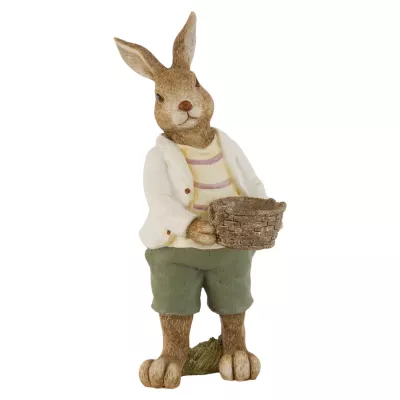 Clayre & Eef Deko Dekoration Figur Kaninchen Osterhase Hase Korb ca. 16 cm