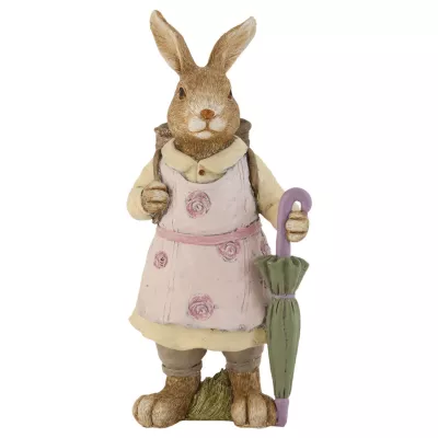 Clayre & Eef Deko Dekoration Figur Kaninchen Osterhase Hase Schirm ca. 29 cm