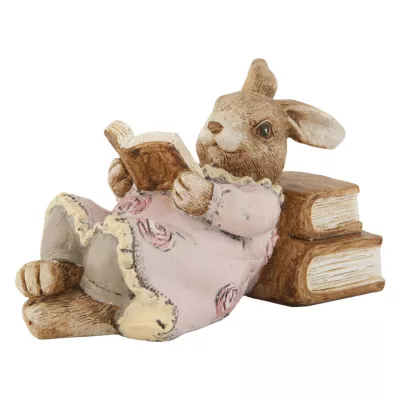 Clayre & Eef Deko Dekoration Figur Kaninchen Osterhase Hase Bücher ca. 11 cm