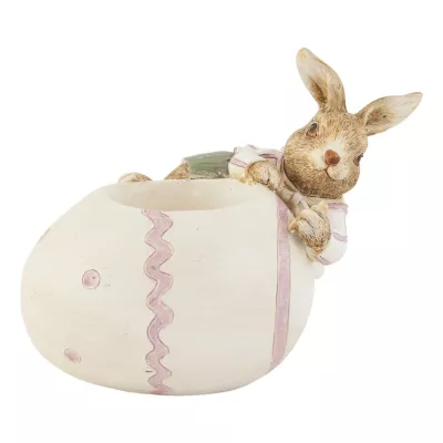 Clayre & Eef Deko Dekoration Figur Kaninchen Osterhase Hase Ei Eierbecher ca. 12 cm