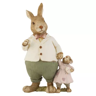 Deko Dekoration Figur Kaninchen Osterhase Hase mit Hasenkind ca. 25 cm