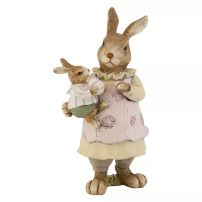 Deko Dekoration Figur Kaninchen Osterhase Hase mit Hasenbaby ca. 25 cm