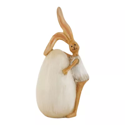 Clayre & Eef Deko Dekoration Figur Kaninchen Osterhase Hase mit Ei ca. 16 cm