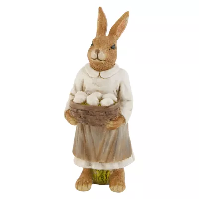 Clayre & Eef Deko Dekoration Figur Kaninchen Osterhase Hase Korb Körbchen Eier ca. 14 cm