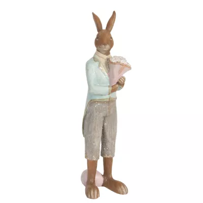Clayre & Eef Figur Kaninchen Osterhase Hase Blumenstrauß ca. 8 x 8 x 25 cm