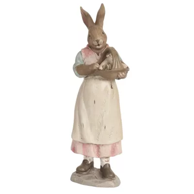 Clayre & Eef Figur Kaninchen Osterhase Hase Kleid Korb Körbchen ca. 11 x 8 x 27 cm