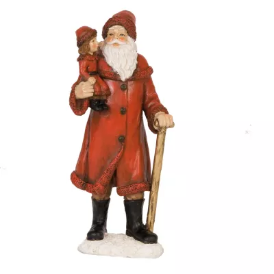Clayre & Eef Santa with crutch & kid 21 cm