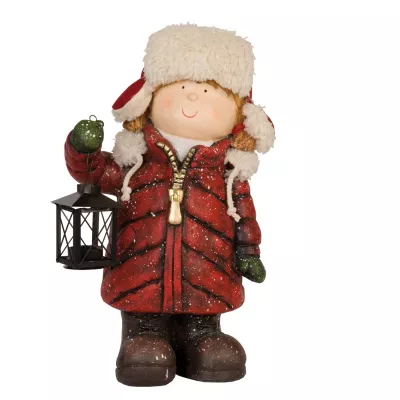 Clayre & Eef Dekofigur Junge with lantern 25x22x43 cm