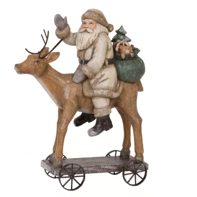 Clayre & Eef Santa riding reindeer 24x10x30 cm