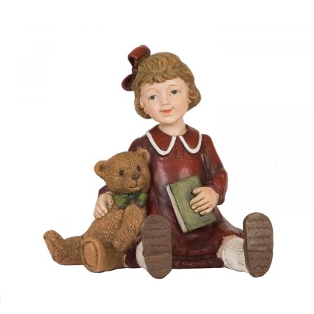 Dekofigur Mädchen with bear 10x8x10 cm