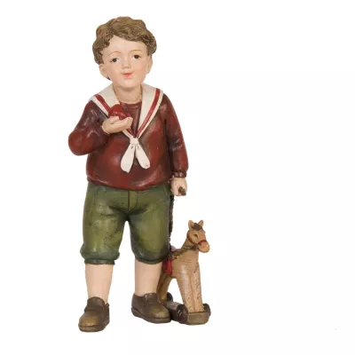 Clayre & Eef Dekofigur Junge with rocking horse 8x5x15 cm
