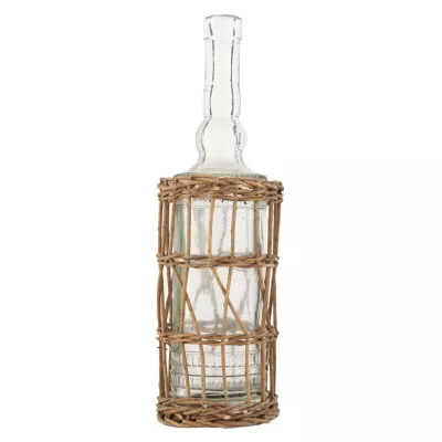 Clayre & Eef Korb Glasflasche Flaschenhalter Rattan ca. Ø 9 x 32 cm