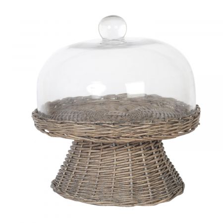 Clayre & Eef Servierplatte Kuchenplatte Rattan ca. Ø 30 x 30 cm