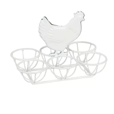 Clayre & Eef Eierständer Huhn Weiß ca. 16 x 11 x 12 cm