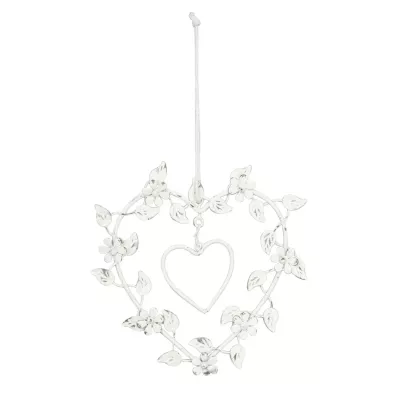 Clayre & Eef Herz aus Draht im Nostalgie-Stil, in weiß