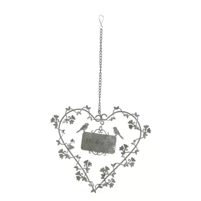 Clayre & Eef Hängendes Herz mit Welcome-Aufschrift, in silber