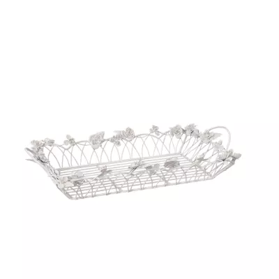 Clayre & Eef Schale Weiß Blumen ca. 43 x 26 x 6 cm