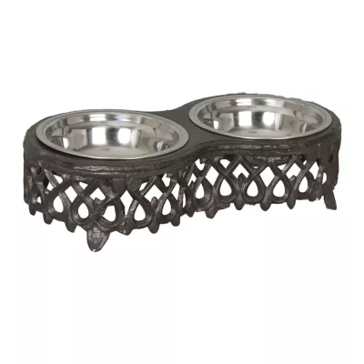 Clayre & Eef Fressnapf mit 2 Schalen 15 x 29 x 7 cm