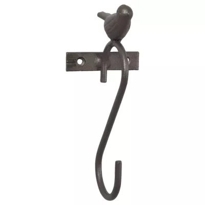 Clayre & Eef Wandhaken Metall braun- lackiert mit Vogel 6 x 5 x 15 cm