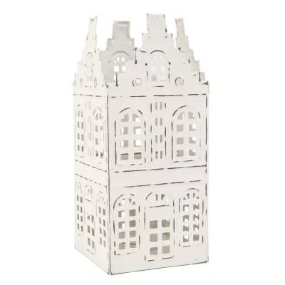 Clayre & Eef Windlicht Haus weiß ca. 10 x 10 x 24 cm