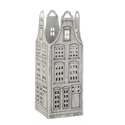 Clayre & Eef Windlicht Haus grau ca. 6 x 6 x 17 cm