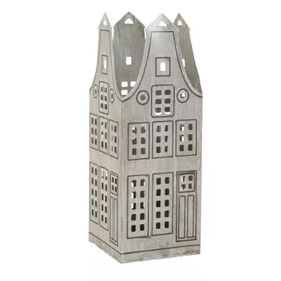 Clayre & Eef Windlicht Haus grau ca. 6 x 6 x 17 cm