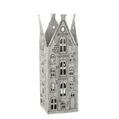 Clayre & Eef Windlicht Haus grau ca. 6 x 6 x 17 cm