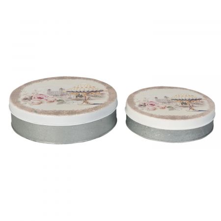 Clayre & Eef Dose 2er Set ca. 18 x 18 x 5 / 15 x 15 x 4 cm