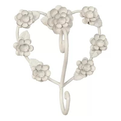 Wandhaken Blumen weiß ca. 19 x 6 x 21 cm