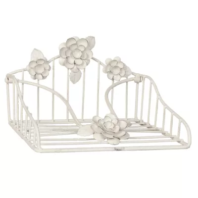 Clayre & Eef Serviettenhalter Blumen weiß ca. 21 x 20 x 13 cm
