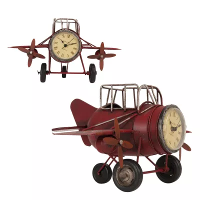 Clayre & Eef Standuhr aus Blech Flugzeug 26x17x15 cm