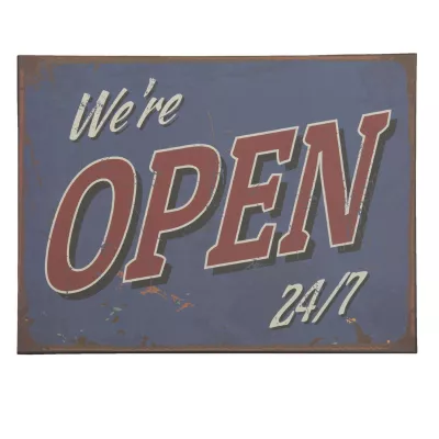 Clayre & Eef Schild Wandschild Blechschild WeÂ´re OPEN ca. 40 x 30 cm