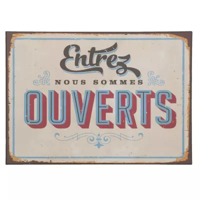 Clayre & Eef Schild Wandschild Blechschild ENTREZ NOUS SOMMES OUVERTS ca. 35 x 25 cm