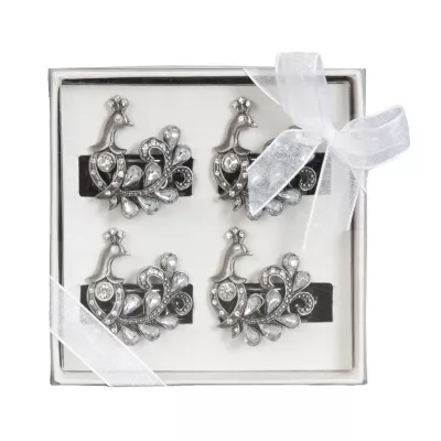 Clayre & Eef Serviettenring Pfau 4er Set