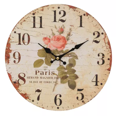 Clayre & Eef Wanduhr mit Rose Ø 29 cm