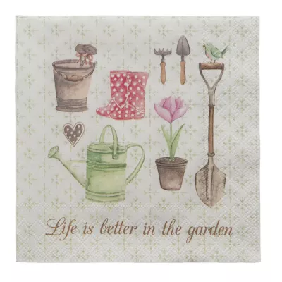 Clayre & Eef Papierservietten (20 Stück) Life is better in the garden ca. 33 x 33 cm