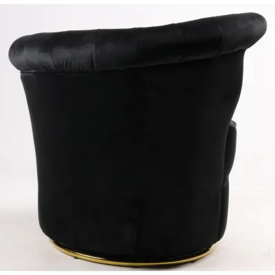 Samtsessel in Schwarz mit Drehfunktion