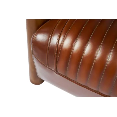 Brauner Clubsessel aus Echtleder & Mahagoni