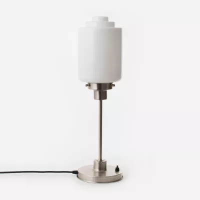 Schlanke Tischlampe Stepped Cylinder Medium 20's Bronze