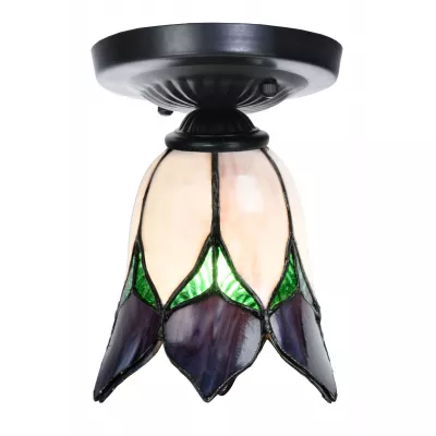 Tiffany-Deckenlampe schwarz mit Lovely Flower Purple