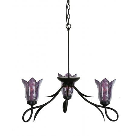 3 light Chandelier Lovely Gentian Purple